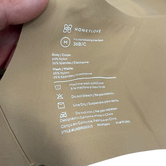 HONEYLOVE CROSSOVER WIRELESS BRA SAND Nude SIZE Medium 36B/C - Picture 8 of 8